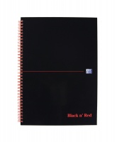 Black n Red A4 Wirebound Hardback Notebook 5mm Quad PK5