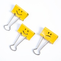 Rapesco 32mm Foldback Clips Assorted Emojis Yellow PK20