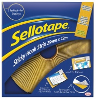 Sellotape Sticky Hook Strip 25mmx12m Yellow 1445179