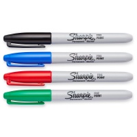 Sharpie Perm Markers Fine Tip Assorted Standard Colours PK4