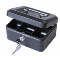 Value 15cm (6 inch) Key Lock Metal Cash Box Black