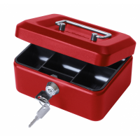 Value 15cm (6 inch) key lock Metal Cash Box Red