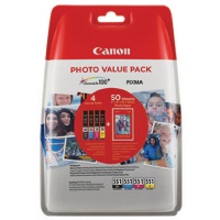Canon CLI551C/M/Y/Bk/ Paper Pp501 4X6 50Sheets