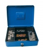 Value 25cm (10 Inch) key lock Metal Cash Box Blue
